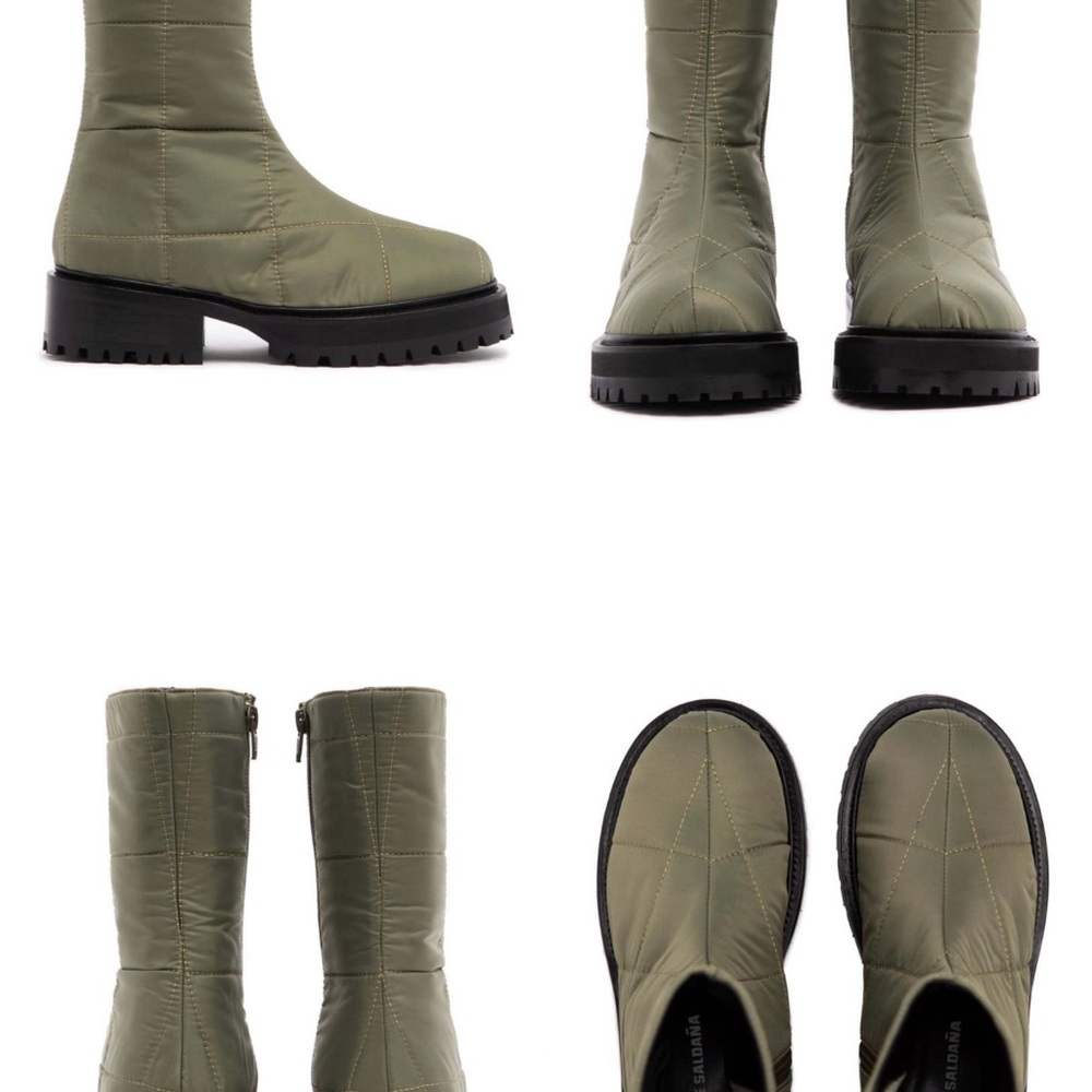 Nicole Saldana Vendola Olive Quilted Boots 38